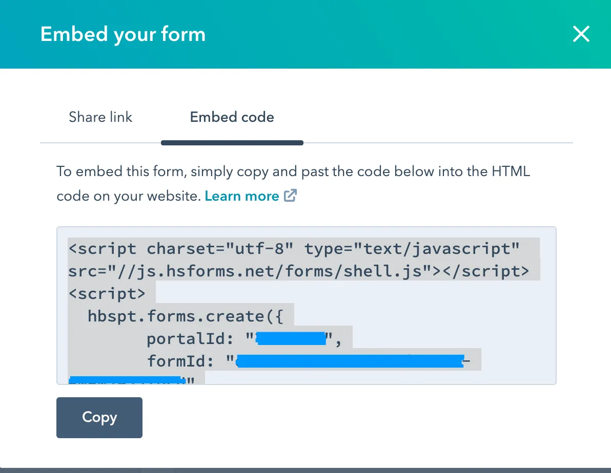 Embed HubSpot Code