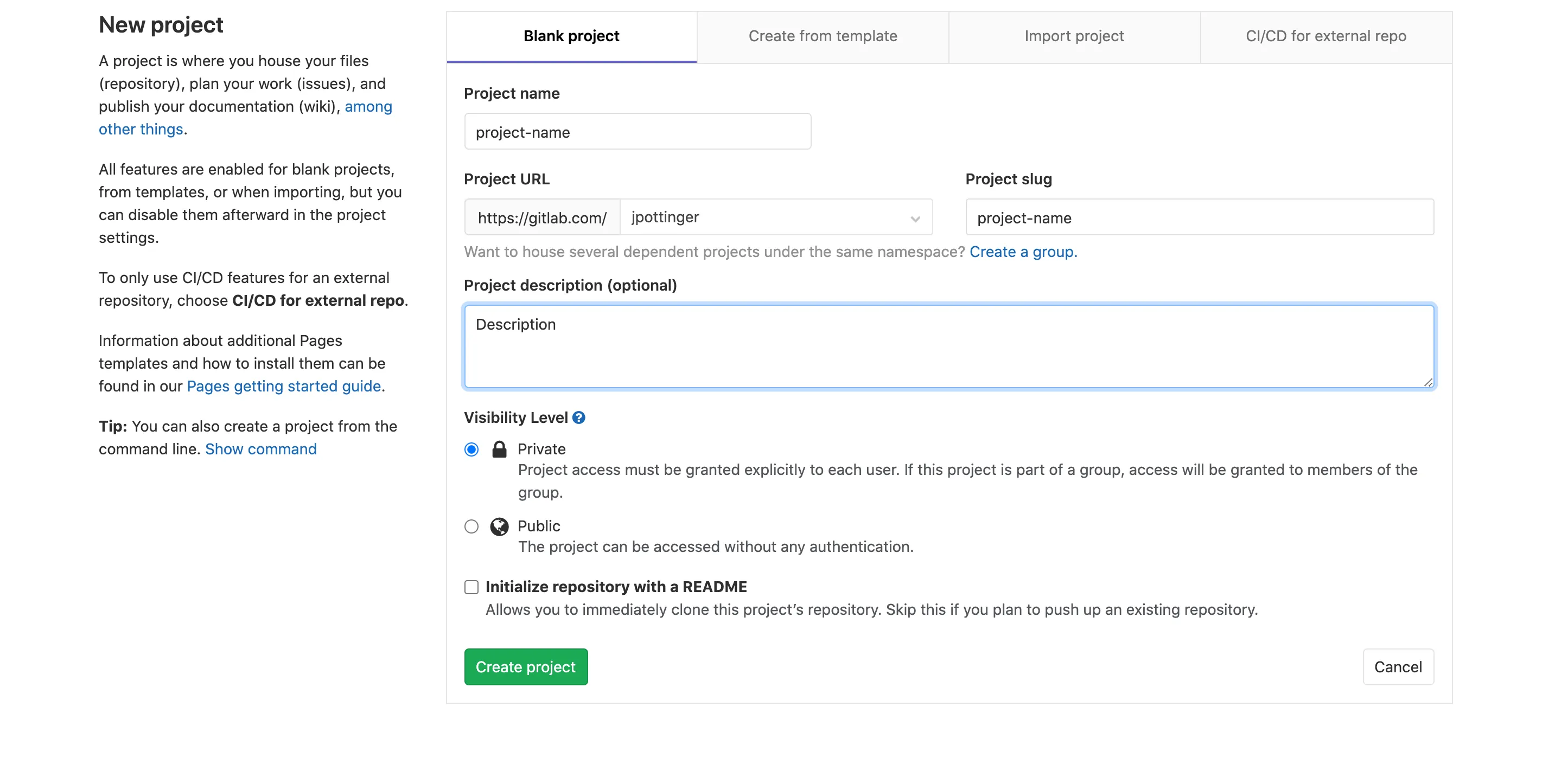 gitlab-new-project