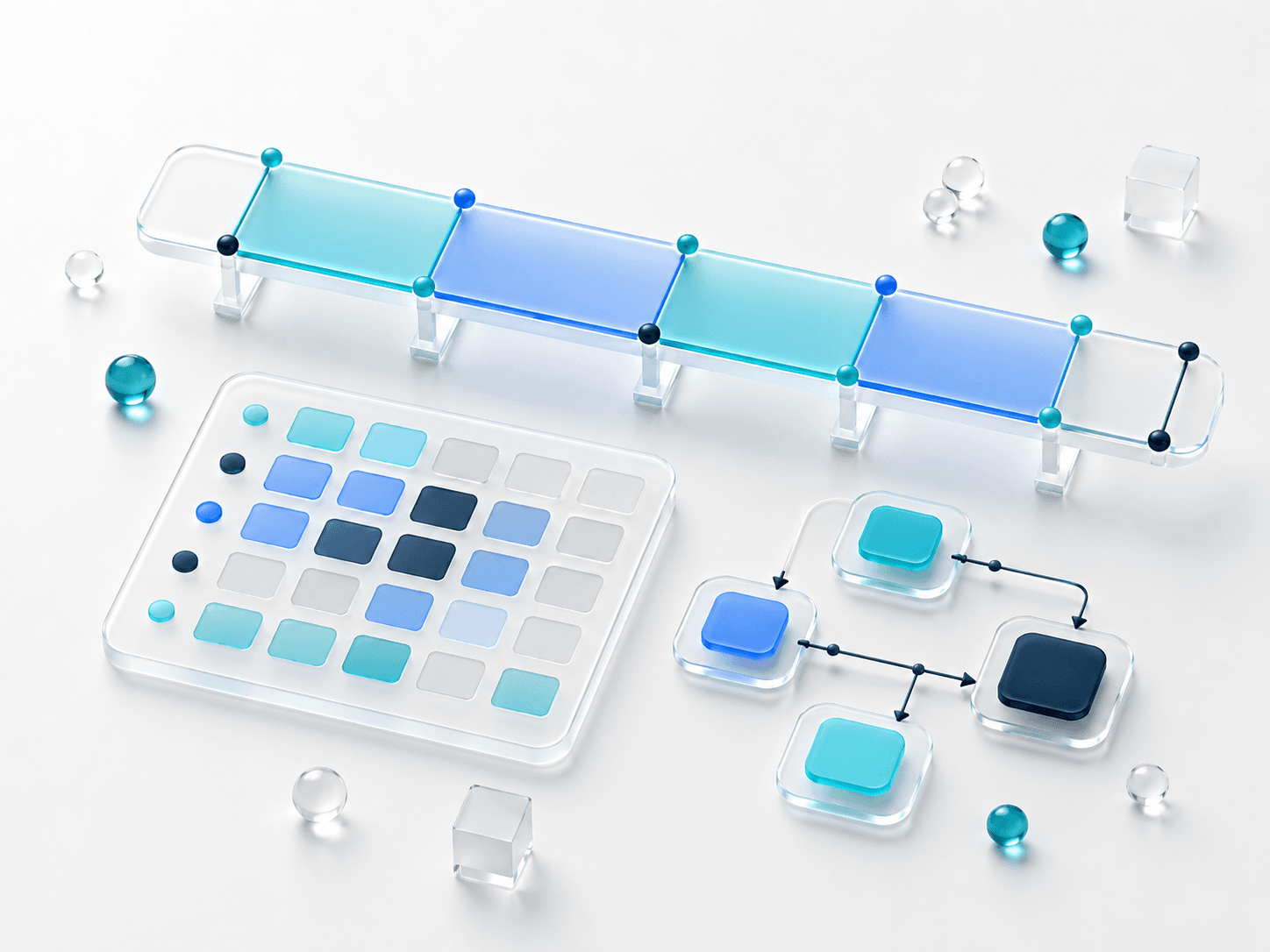 A design lab showing partitions, boundaries, a decision table and a state diagram.