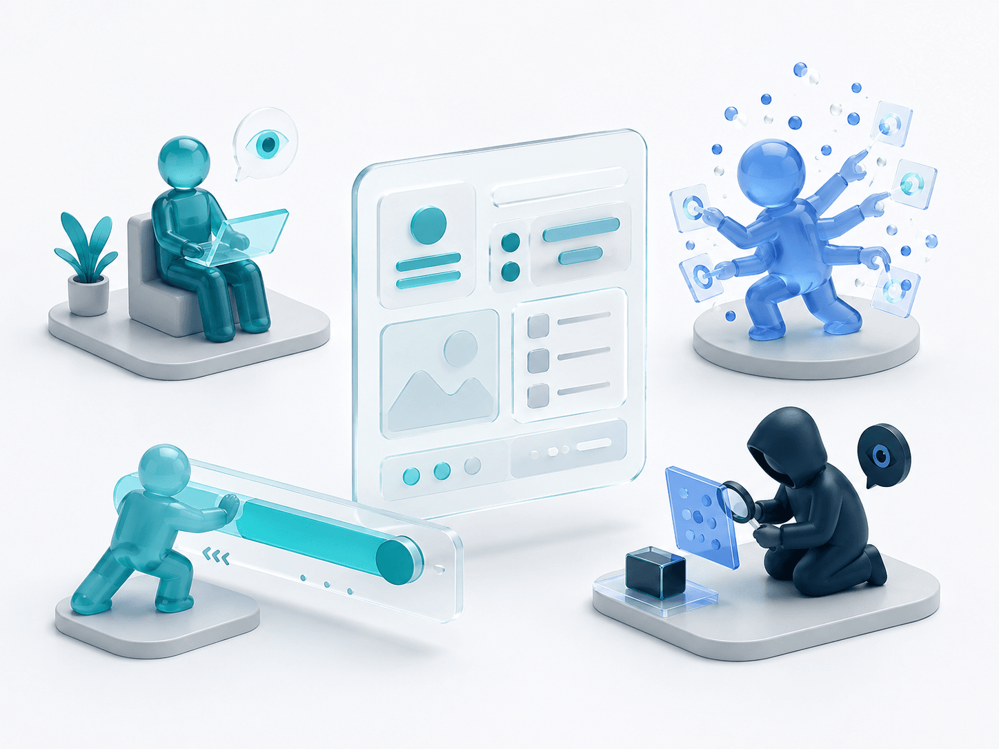 Four user personas mapped against the same feature, from ideal to malicious.