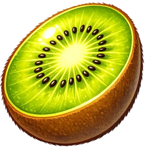 A glossy kiwi board-fruit tile